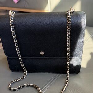 Tory Burch Black Saffiano Leather Chain Crossbody Bag